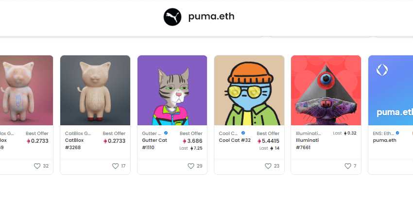  Puma enters Web 3 by buying feline-related NFTs and an ENS domain